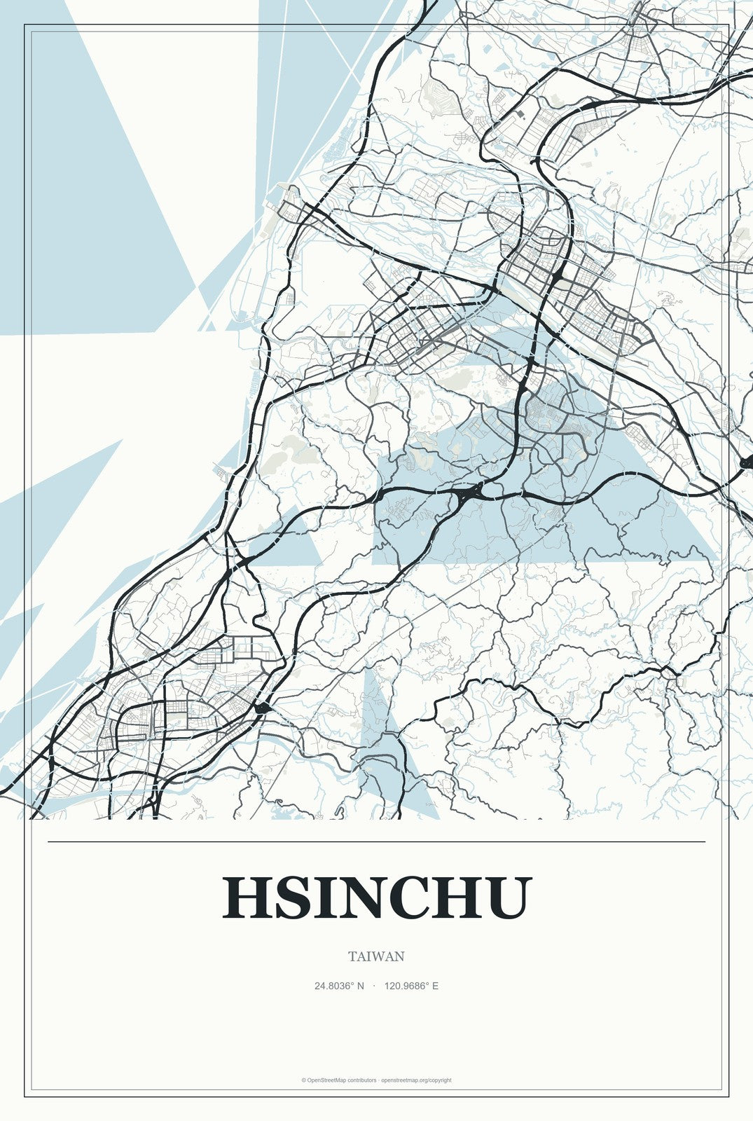 Hsinchu, Taiwan City Map Aluminum Sign in Gallery Air style