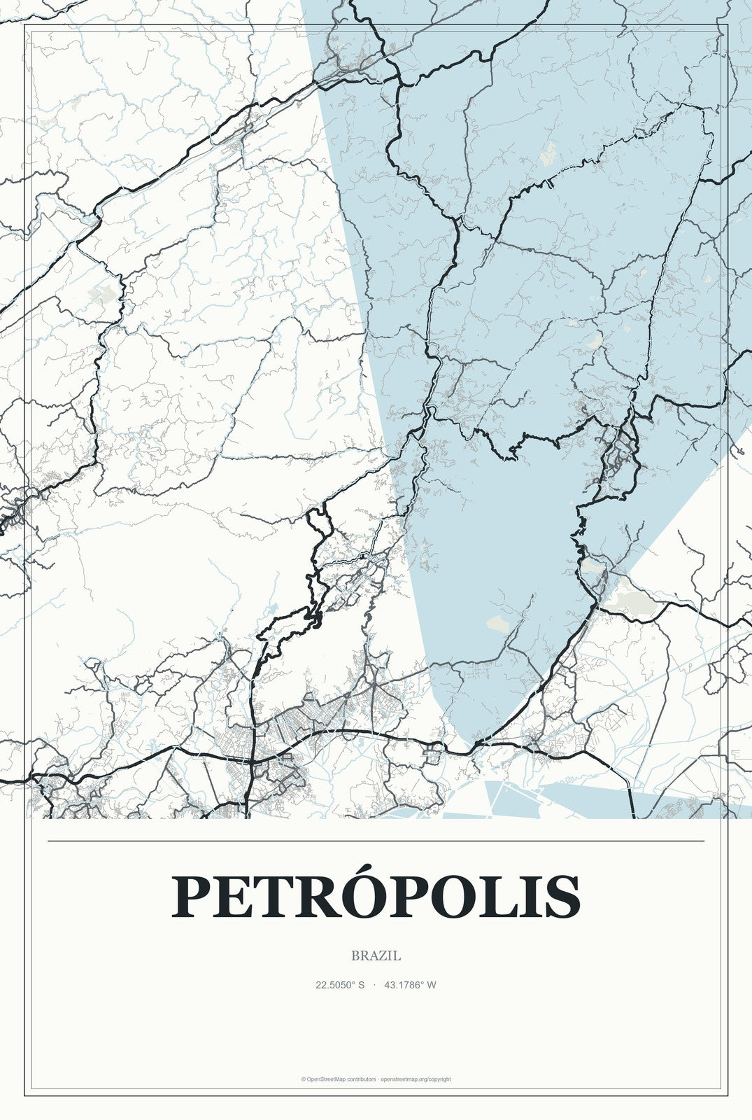 Petrópolis, Brazil City Map Aluminum Sign in Gallery Air style