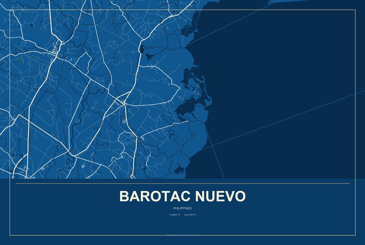 Barotac Nuevo, Philippines City Map Aluminum Sign in Harbor Cobalt style
