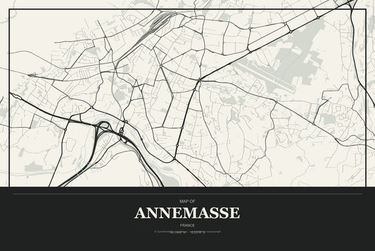 Annemasse, France City Map Aluminum Sign in Museum Plaque style