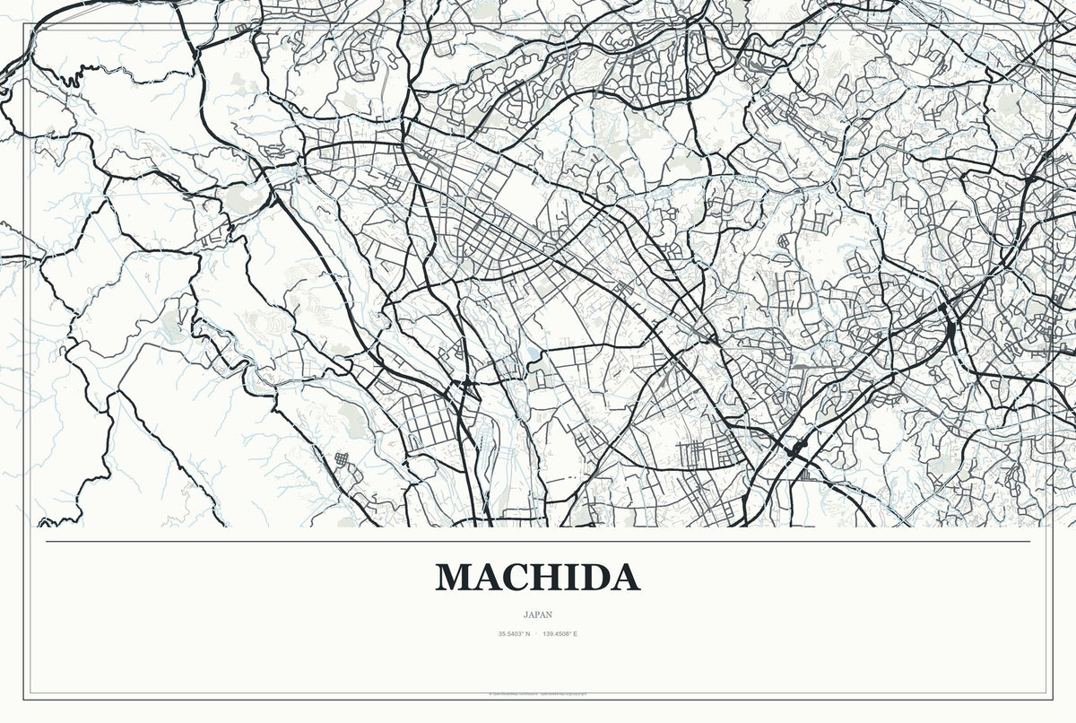 Machida, Japan City Map Aluminum Sign in Gallery Air style
