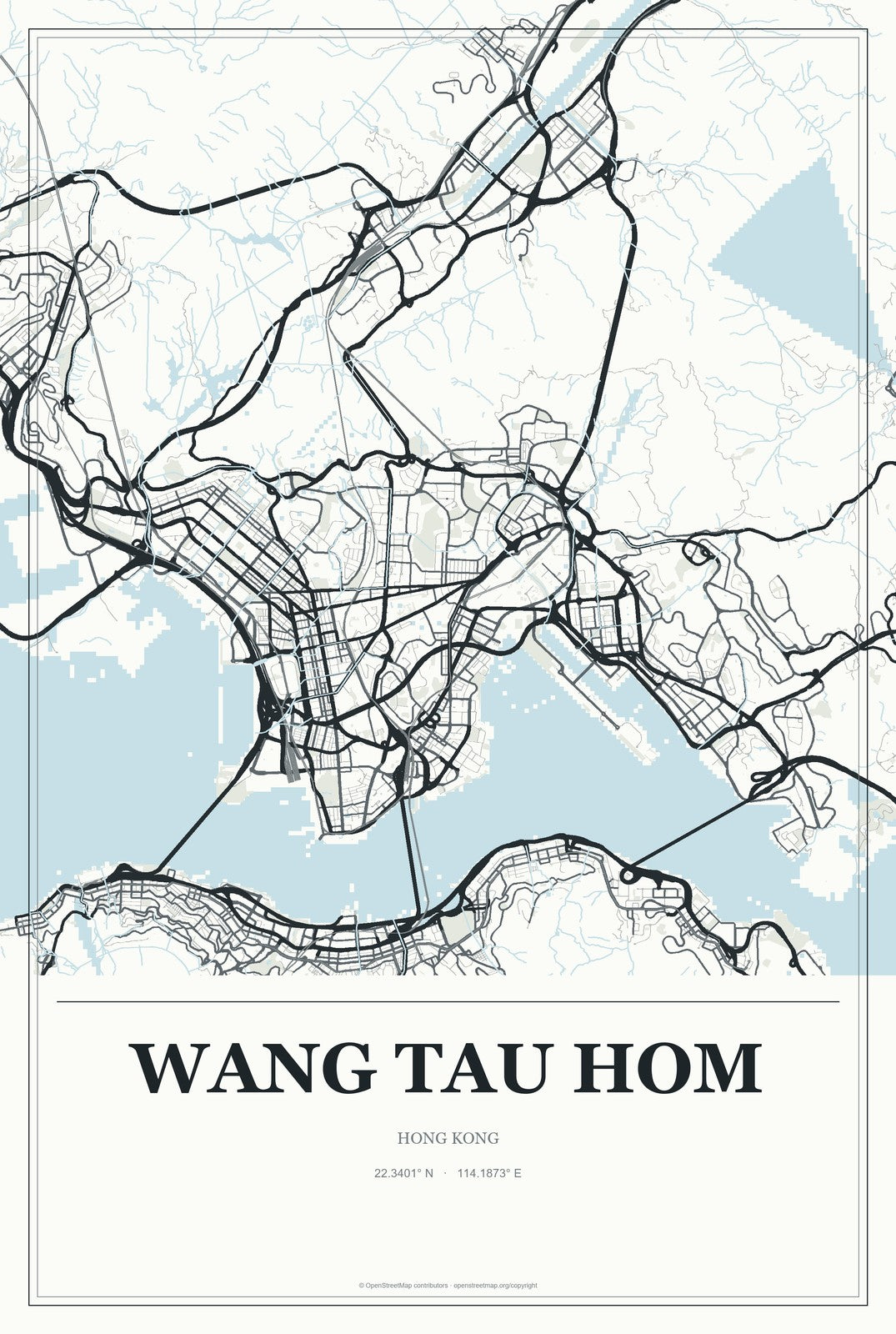 Wang Tau Hom, Hong Kong City Map Aluminum Sign in Gallery Air style