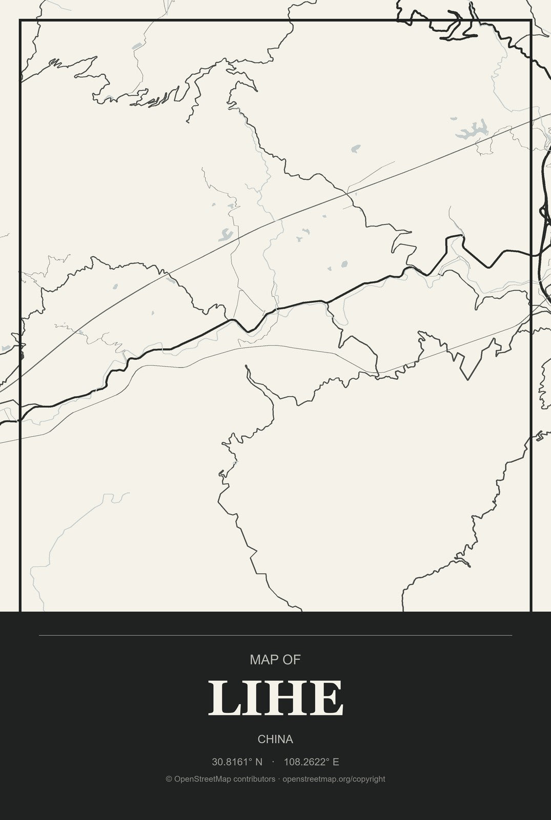 Lihe, China City Map Aluminum Sign in Museum Plaque style