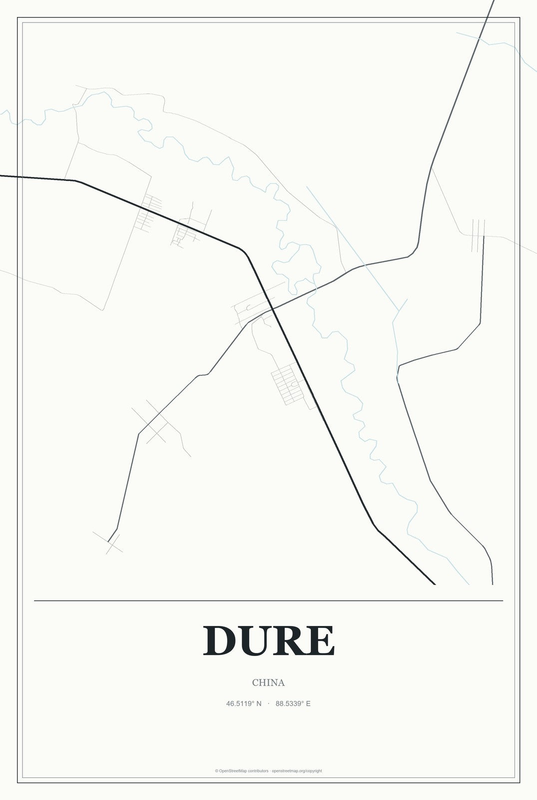 Dure, China City Map Aluminum Sign in Gallery Air style