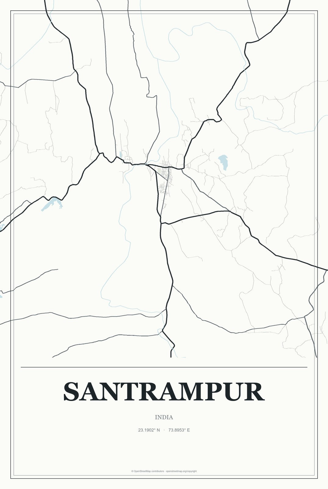 Santrampur, India City Map Aluminum Sign in Gallery Air style