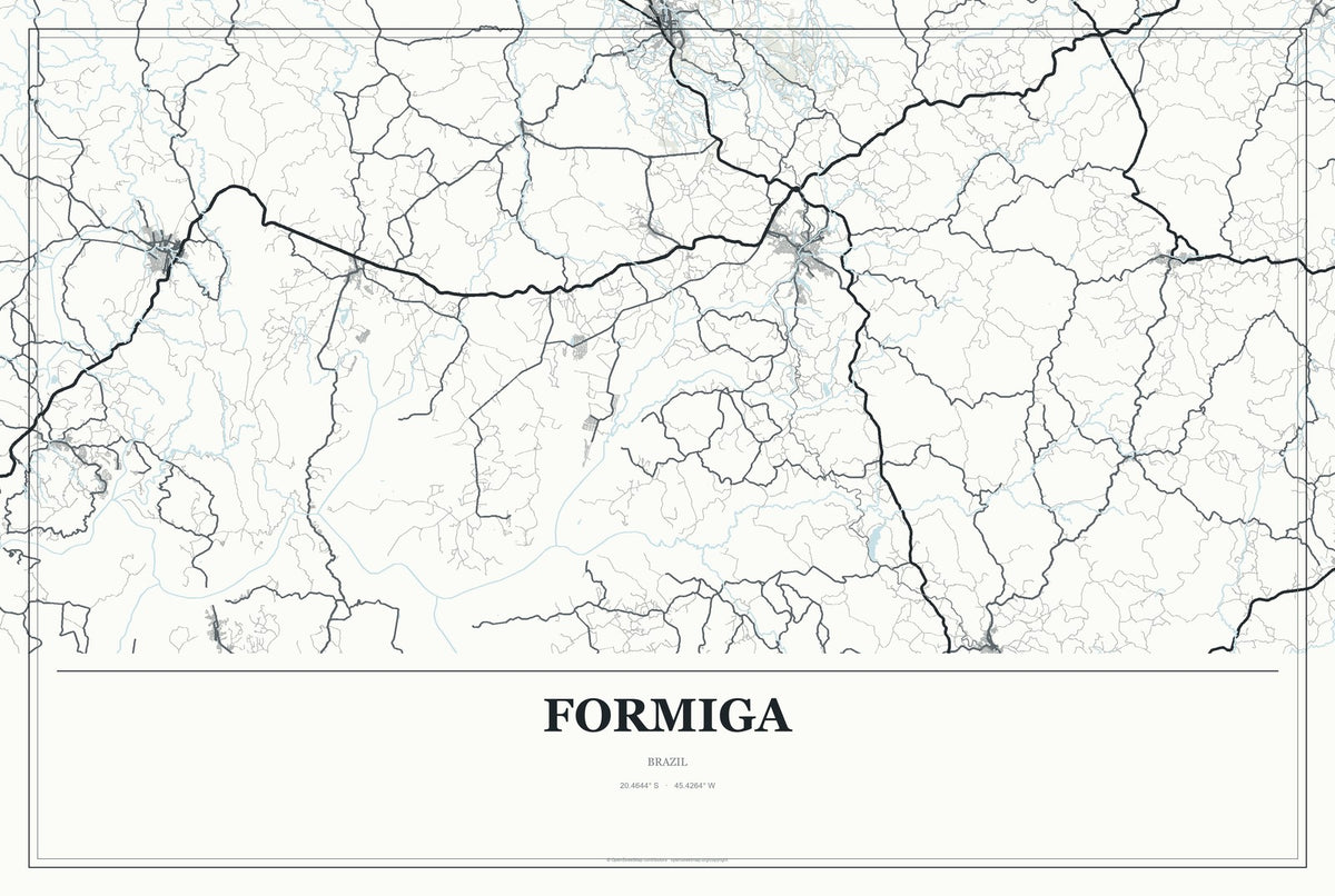 Formiga, Brazil City Map Aluminum Sign in Gallery Air style