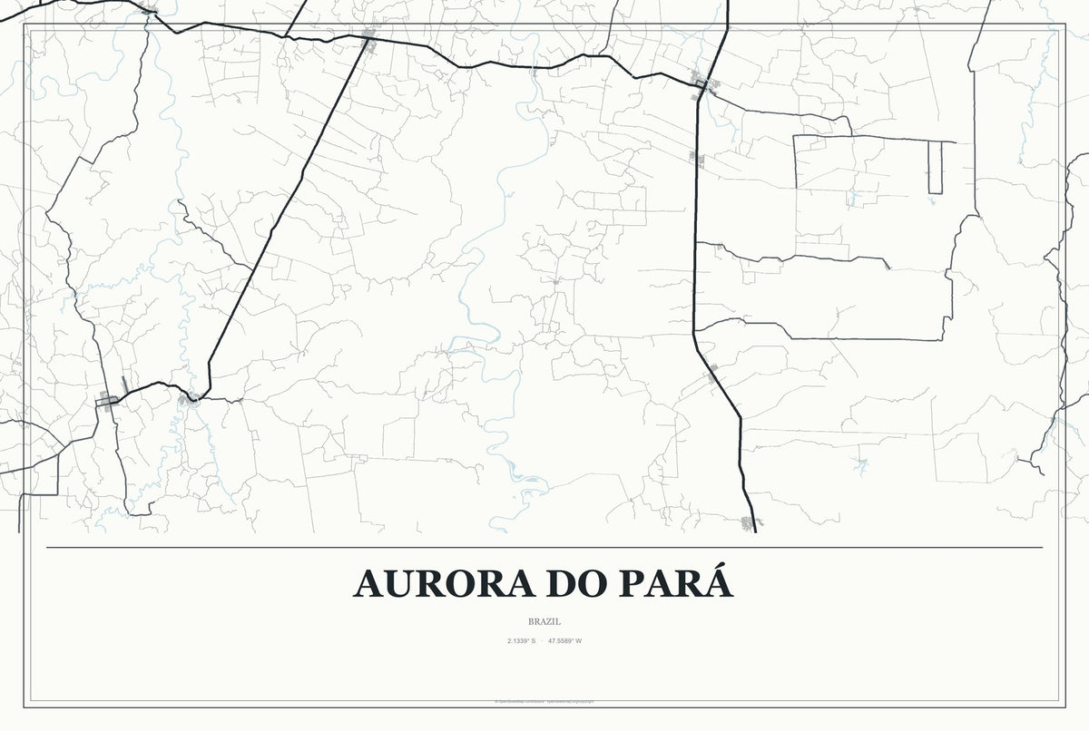 Aurora do Pará, Brazil City Map Aluminum Sign in Gallery Air style