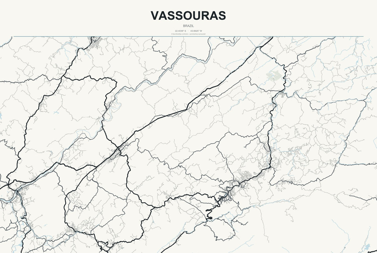 Vassouras, Brazil City Map Aluminum Sign in Headline Atlas style