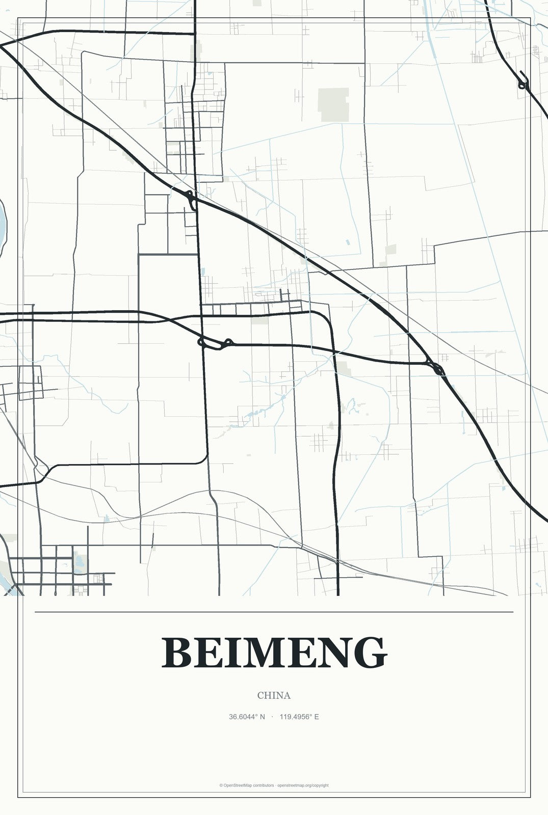 Beimeng, China City Map Aluminum Sign in Gallery Air style