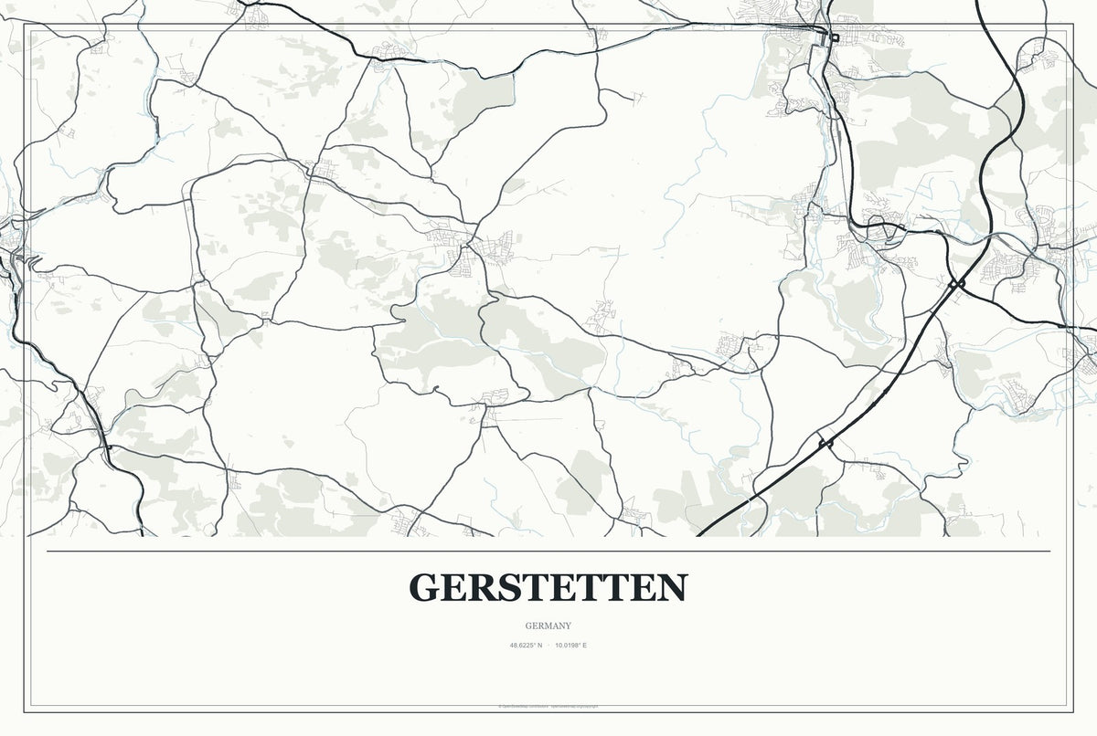 Gerstetten, Germany City Map Aluminum Sign in Gallery Air style