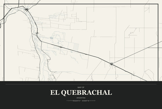 El Quebrachal, Argentina City Map Aluminum Sign in Museum Plaque style