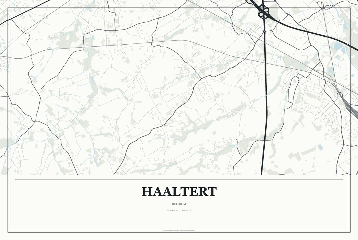 Haaltert, Belgium City Map Aluminum Sign in Gallery Air style