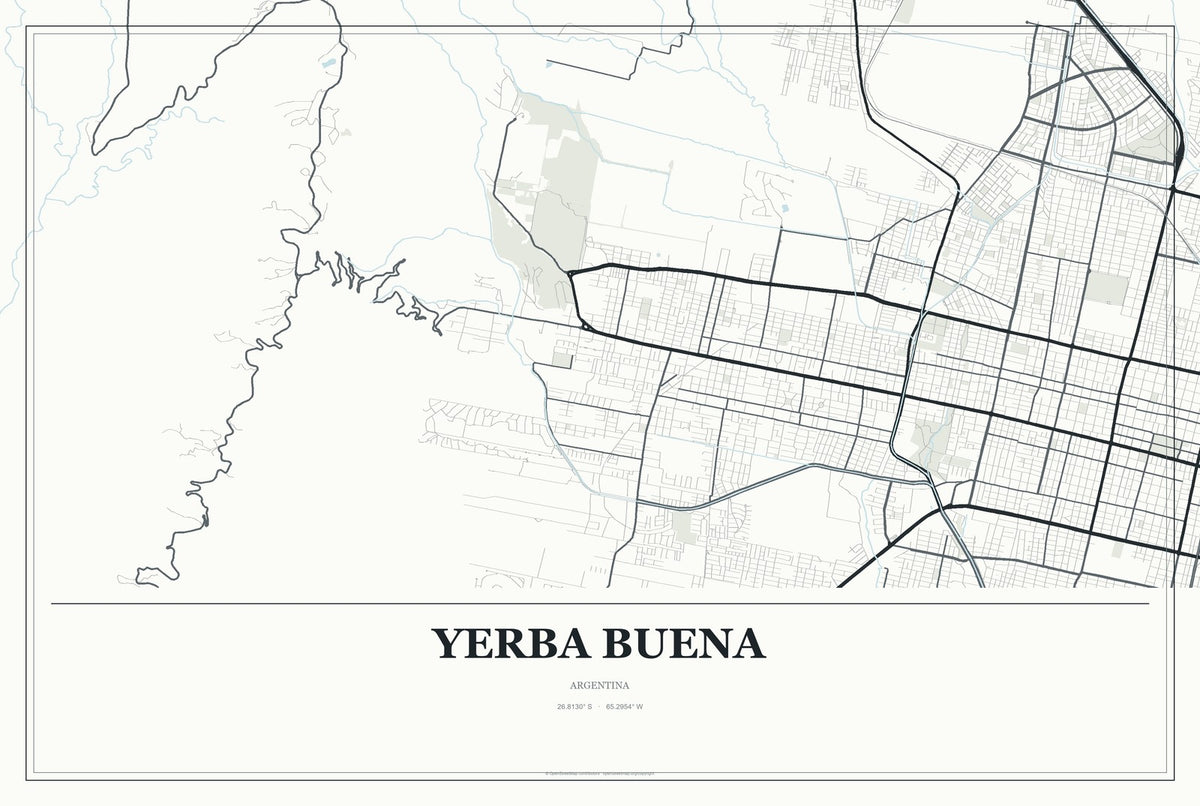 Yerba Buena, Argentina City Map Aluminum Sign in Gallery Air style