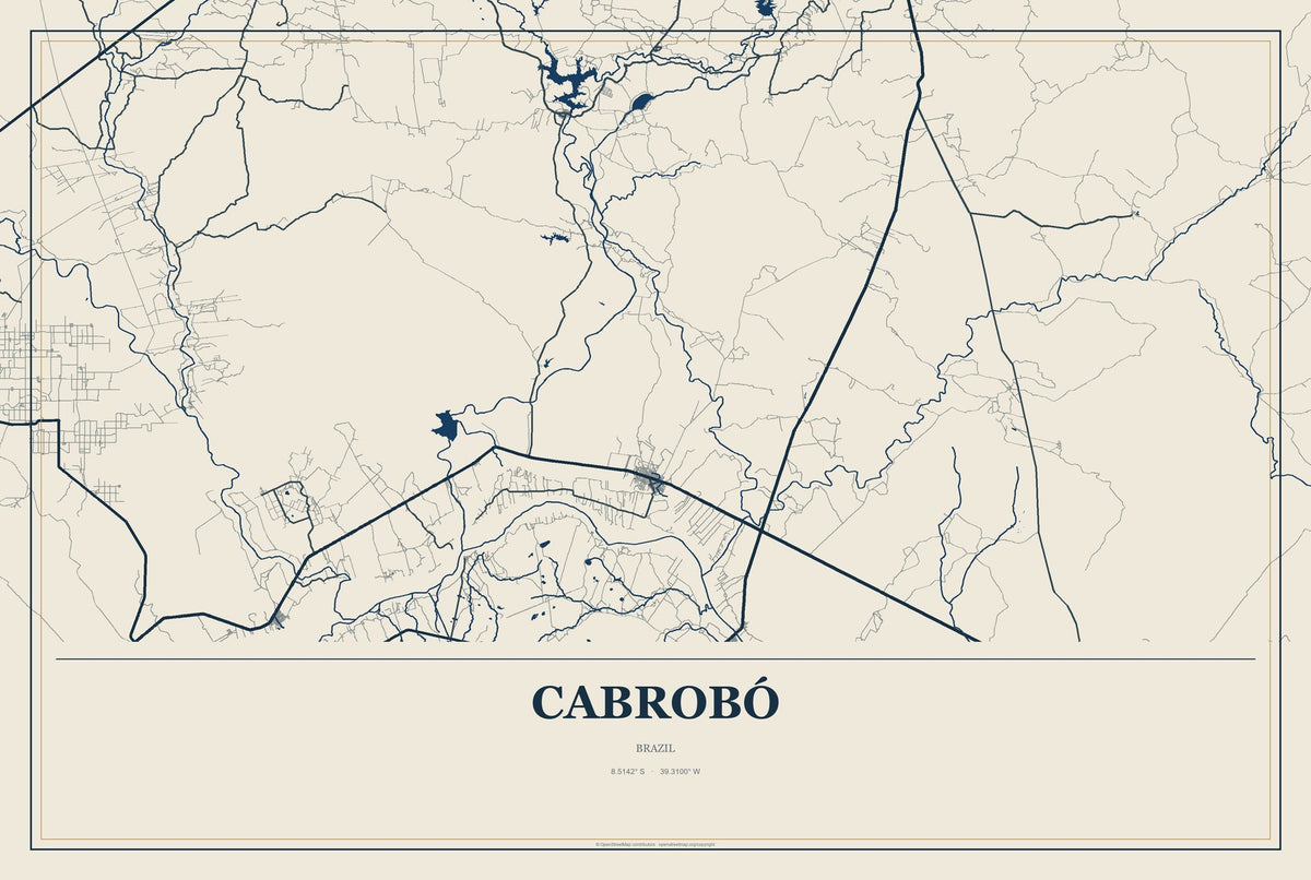 Cabrobó, Brazil City Map Aluminum Sign in Coastal Cutout style