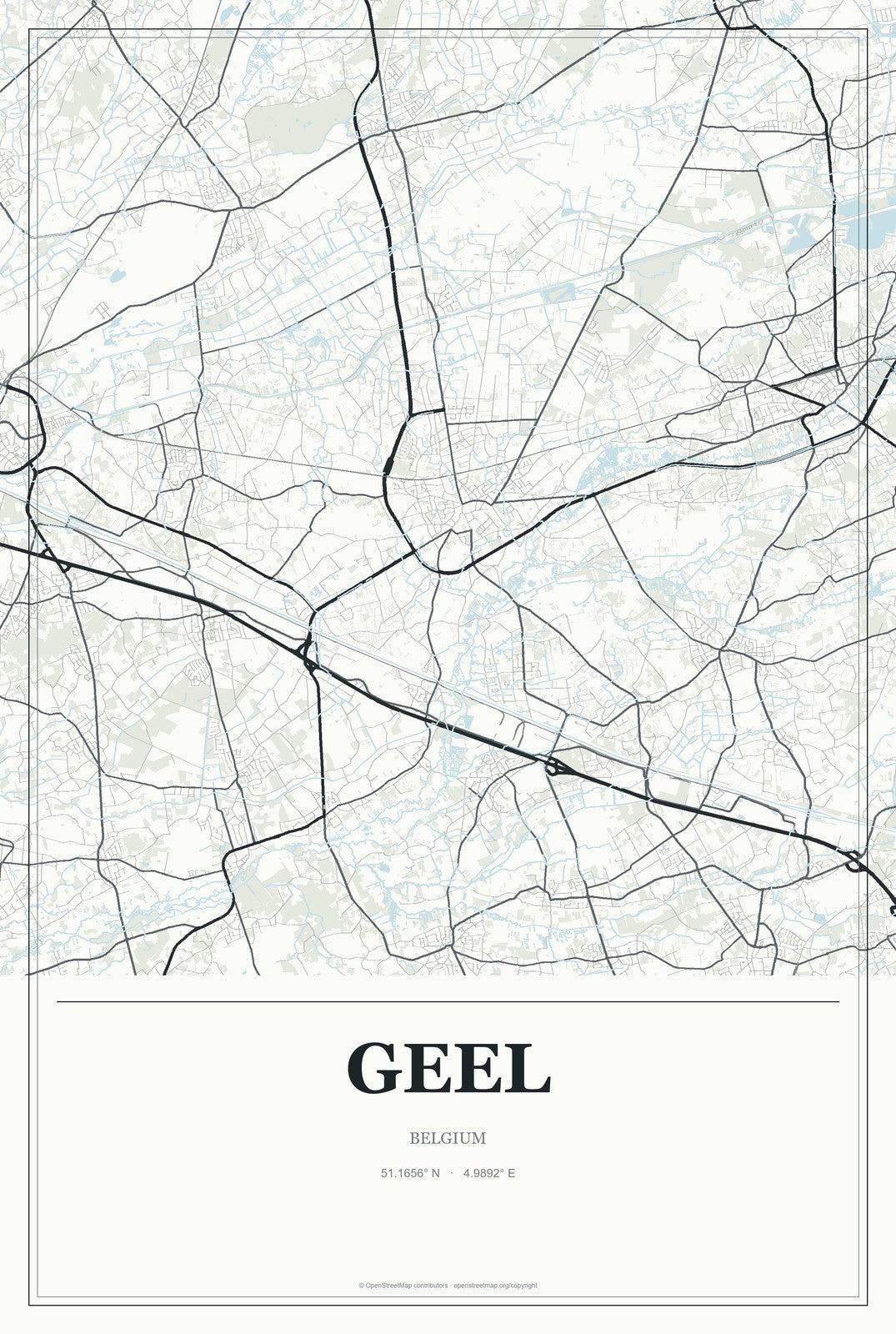 Geel, Belgium City Map Aluminum Sign in Gallery Air style