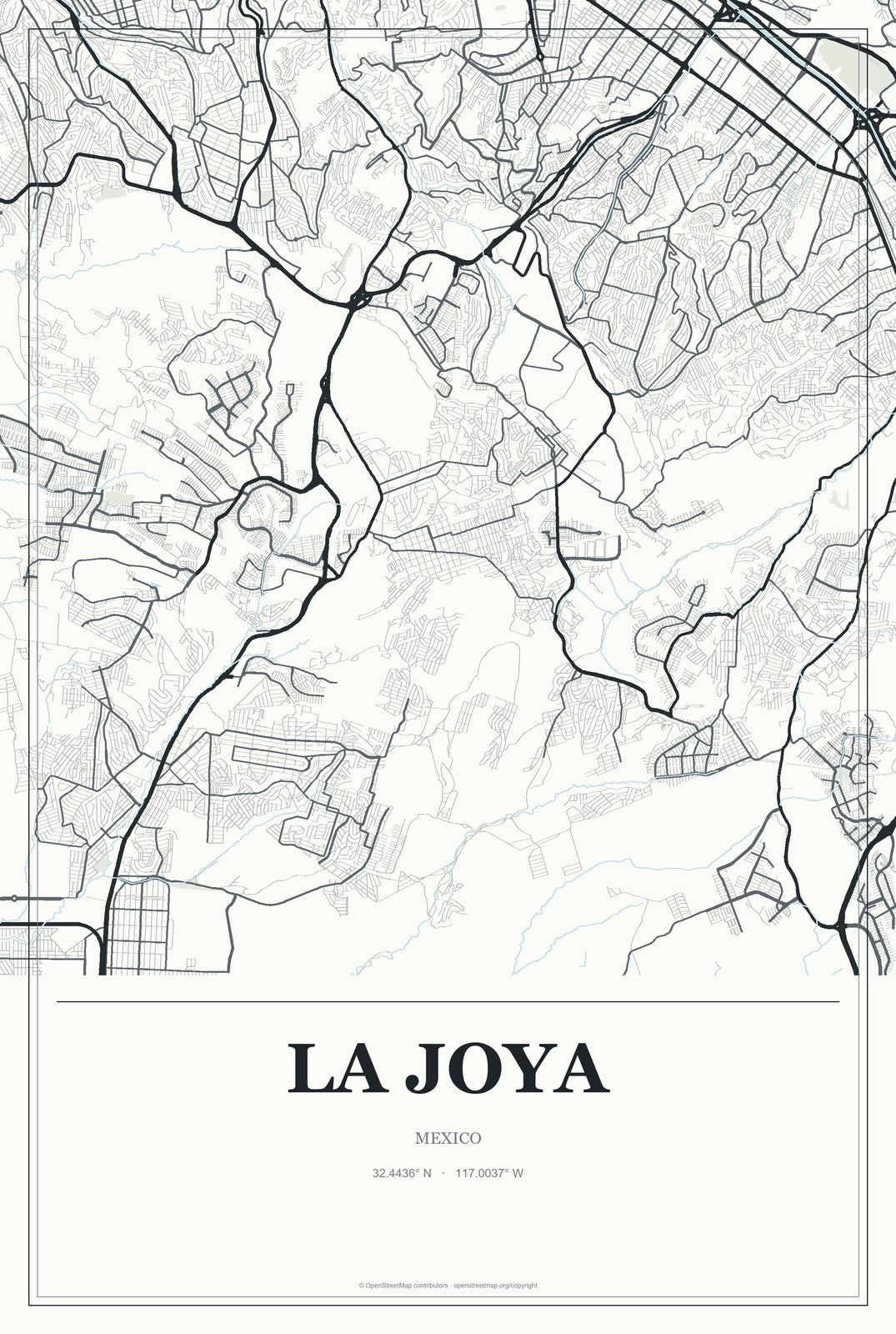 La Joya, Morelos, Mexico City Map Aluminum Sign in Gallery Air style