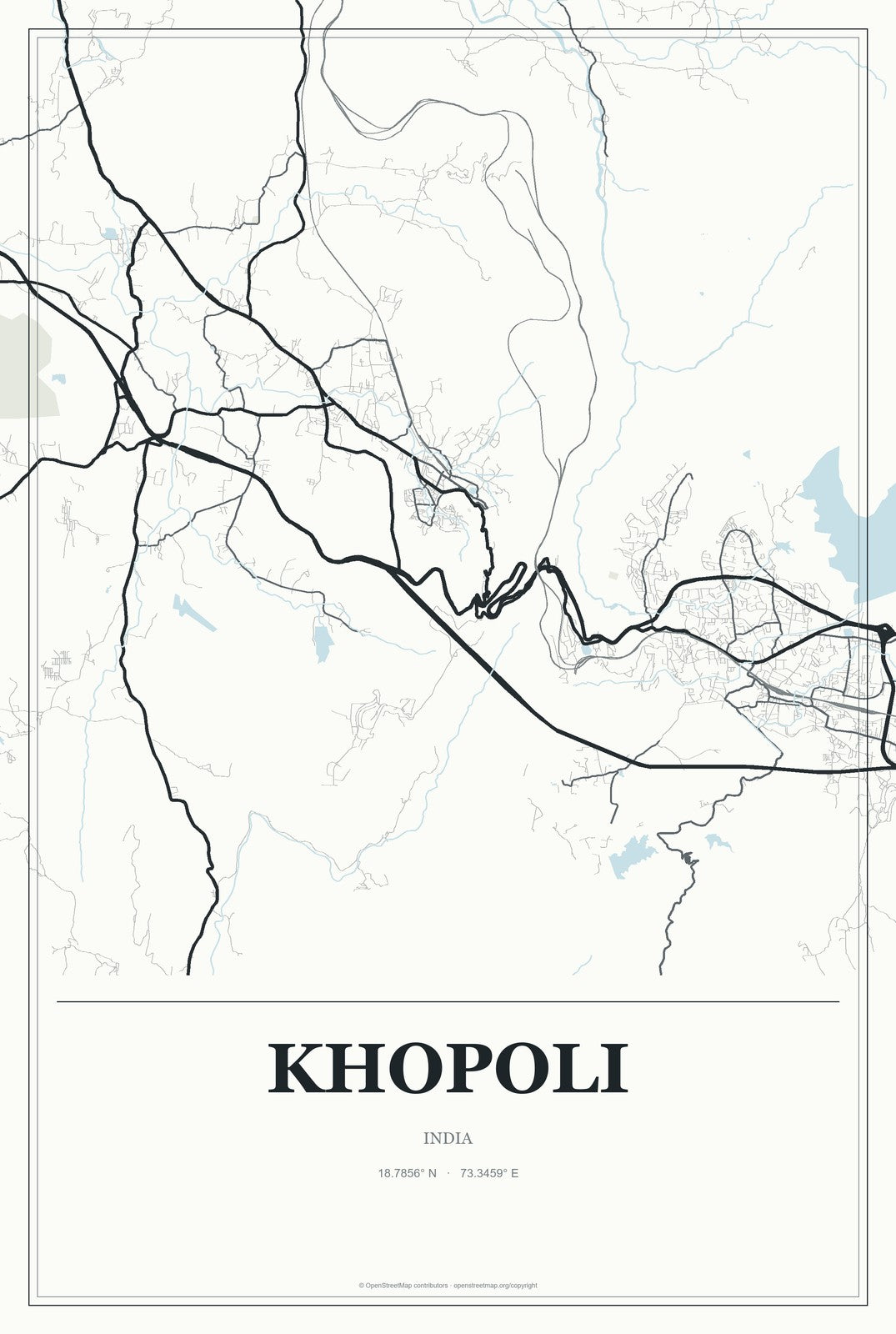 Khopoli, India City Map Aluminum Sign in Gallery Air style