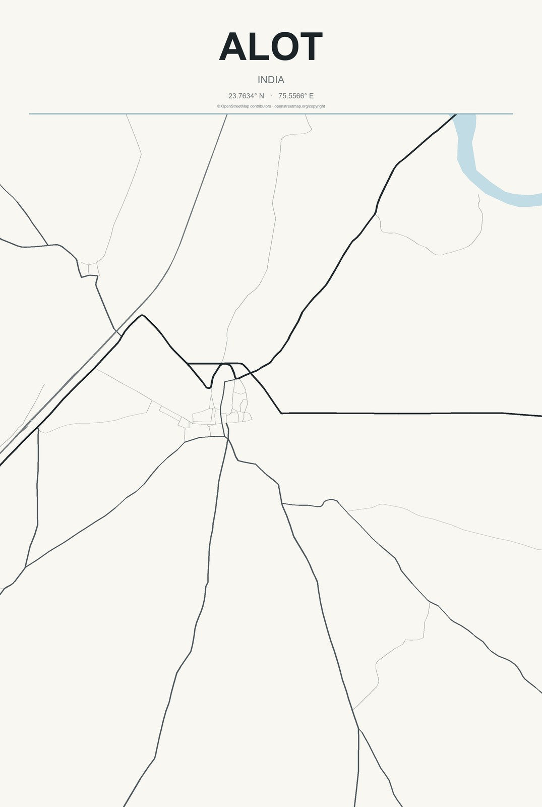 Alot, India City Map Aluminum Sign in Headline Atlas style