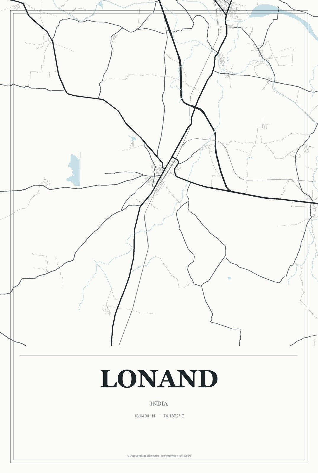 Lonand, India City Map Aluminum Sign in Gallery Air style