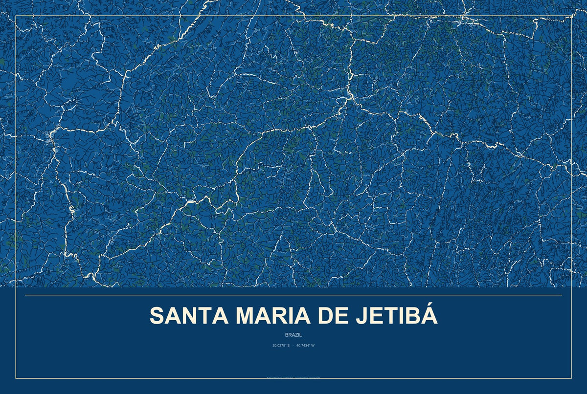 Santa Maria de Jetibá, Brazil City Map Aluminum Sign in Harbor Cobalt style
