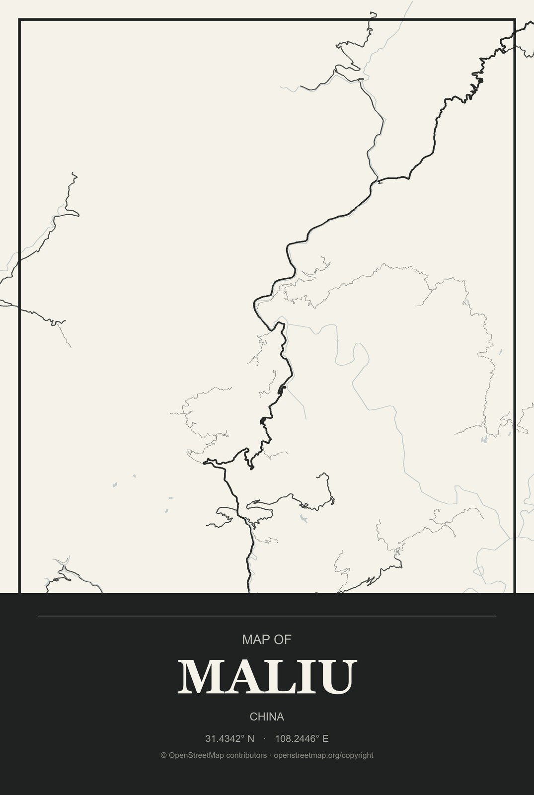 Maliu, China City Map Aluminum Sign in Museum Plaque style