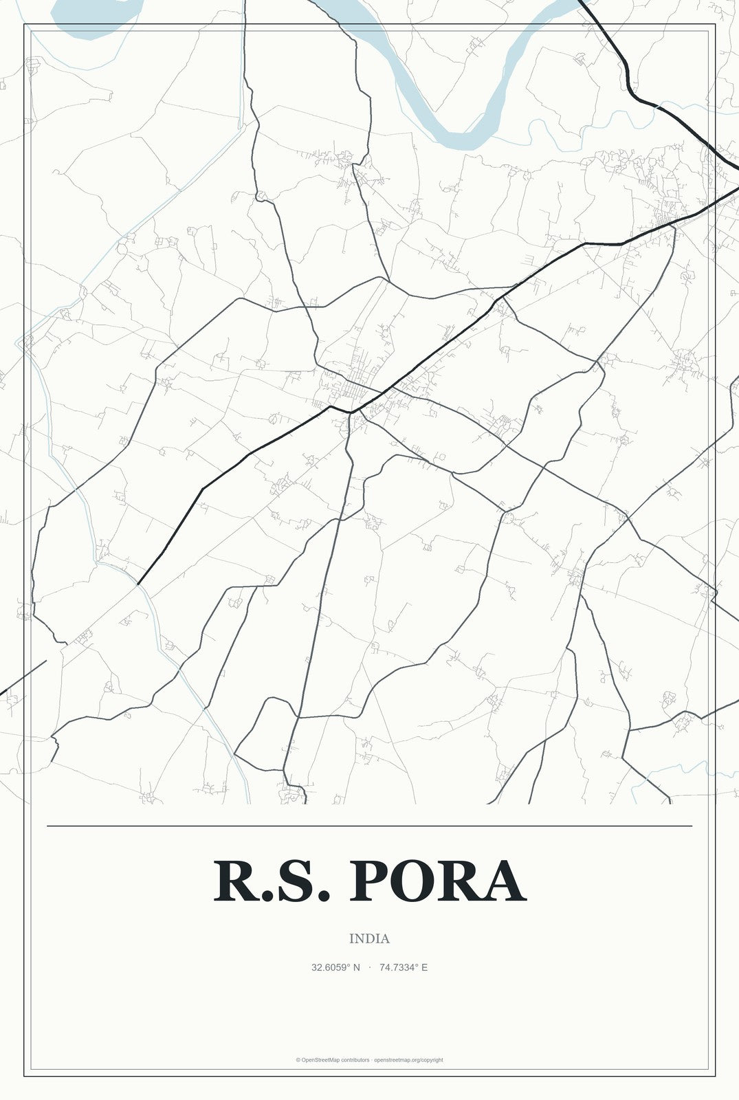 R.S. Pora, India City Map Aluminum Sign in Gallery Air style