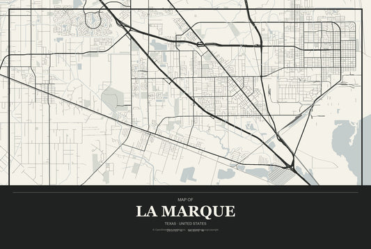 La Marque, Texas City Map Aluminum Sign in Museum Plaque style