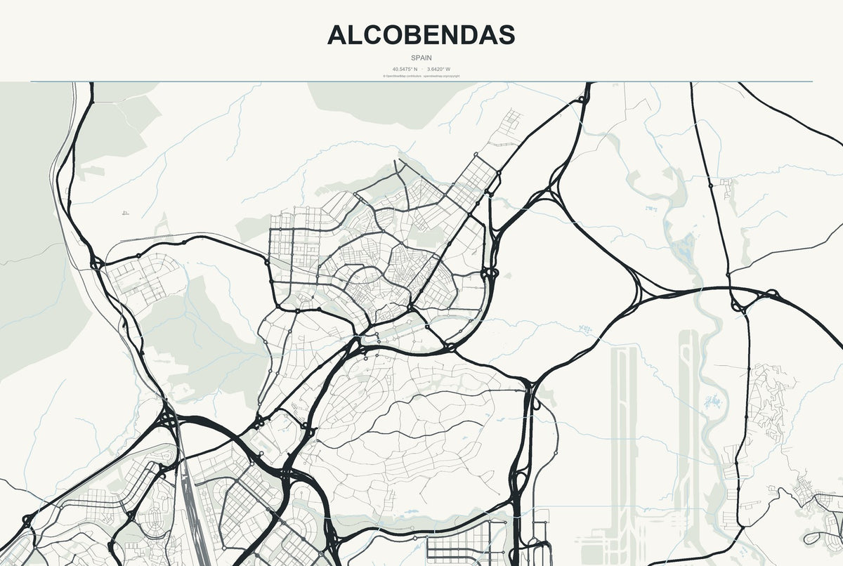 Alcobendas, Spain City Map Aluminum Sign in Headline Atlas style