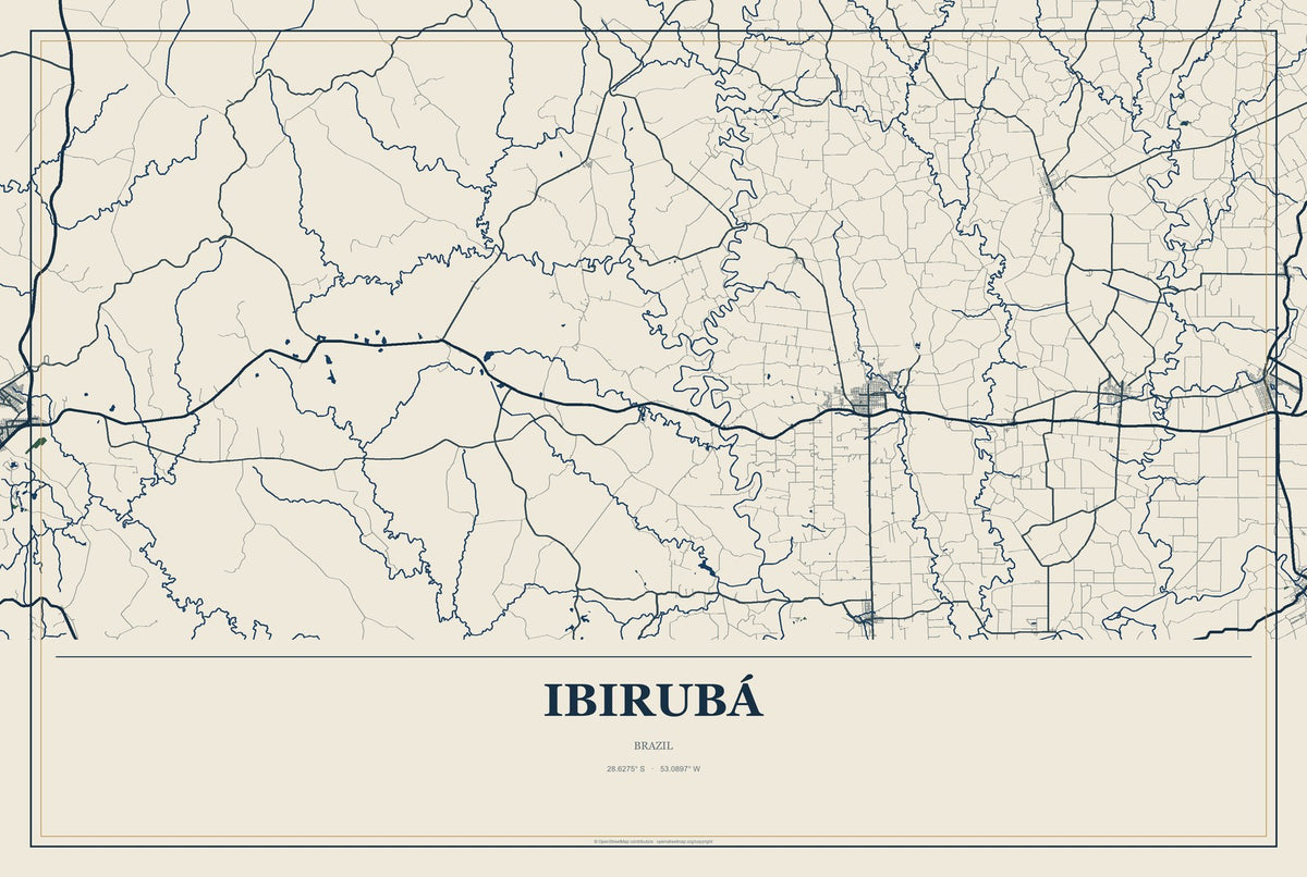 Ibirubá, Brazil City Map Aluminum Sign in Coastal Cutout style