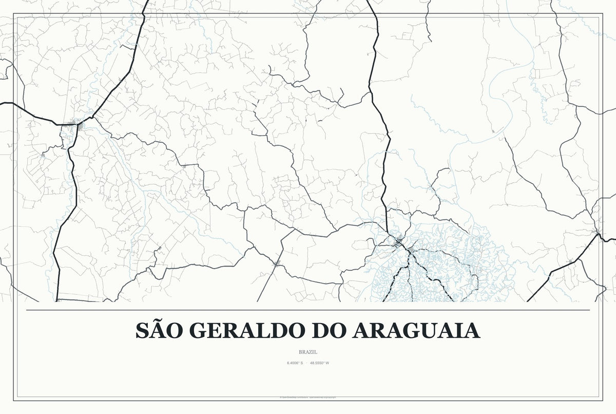 São Geraldo do Araguaia, Brazil City Map Aluminum Sign in Gallery Air style