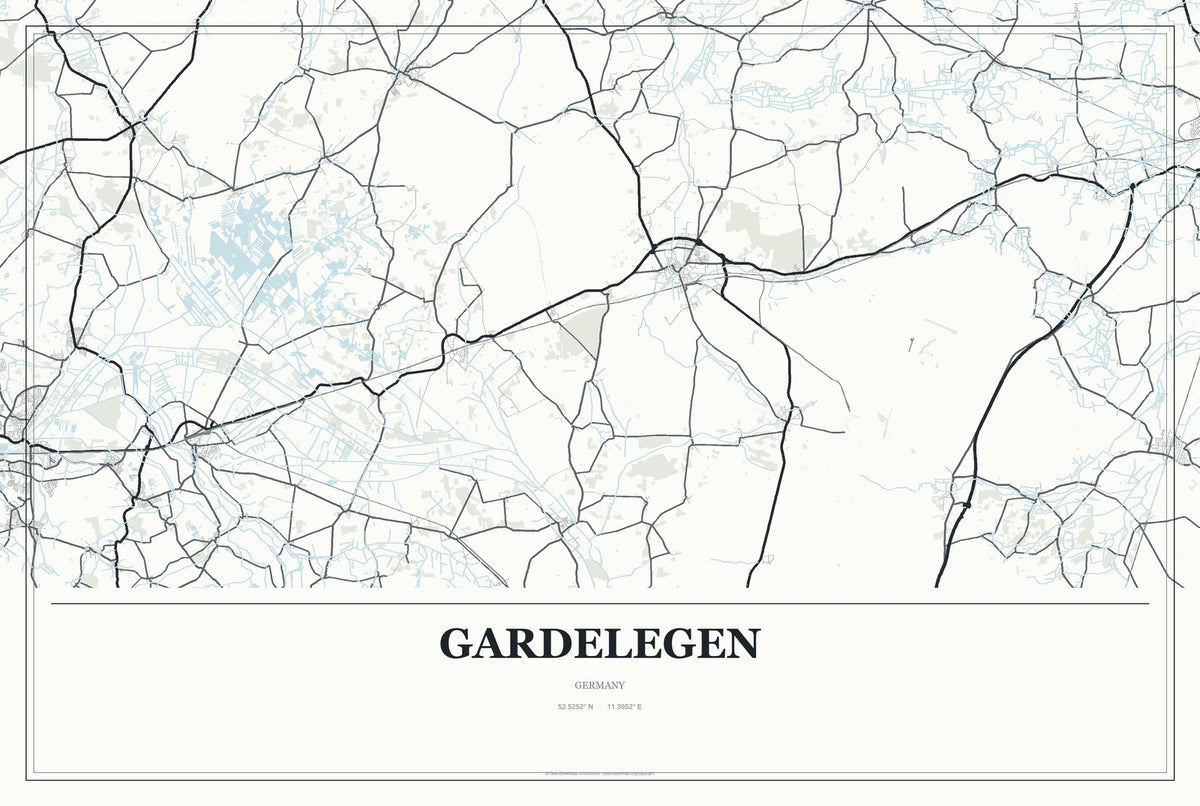 Gardelegen, Germany City Map Aluminum Sign in Gallery Air style