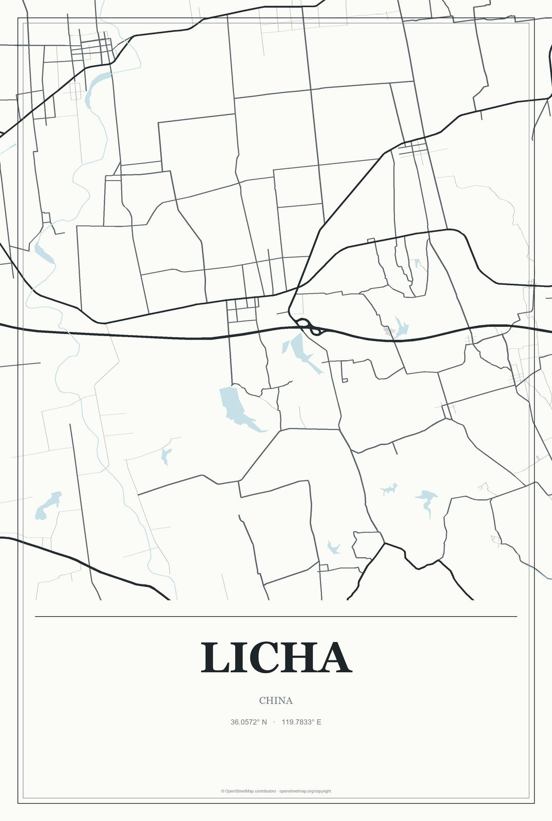 Licha, China City Map Aluminum Sign in Gallery Air style