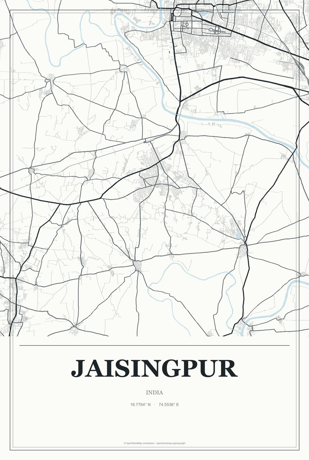 Jaisingpur, India City Map Aluminum Sign in Gallery Air style