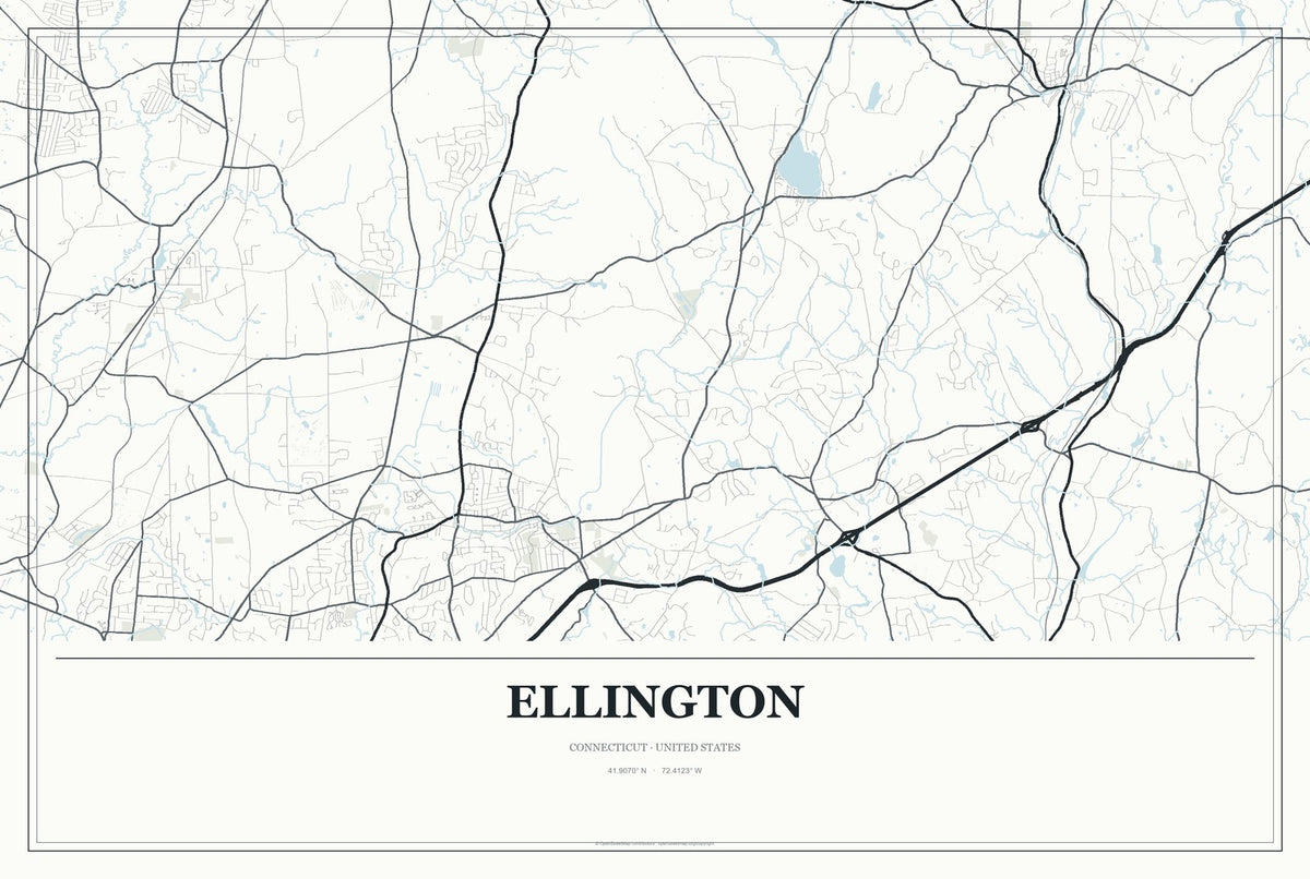 Ellington, Connecticut City Map Aluminum Sign in Gallery Air style