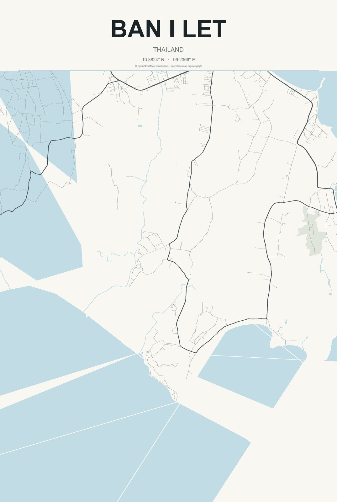 Ban I Let, Thailand City Map Aluminum Sign in Headline Atlas style