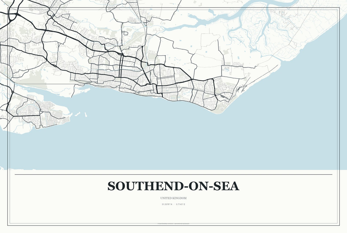 Southend-on-Sea, United Kingdom City Map Aluminum Sign in Gallery Air style