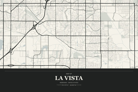 La Vista, Nebraska City Map Aluminum Sign in Museum Plaque style