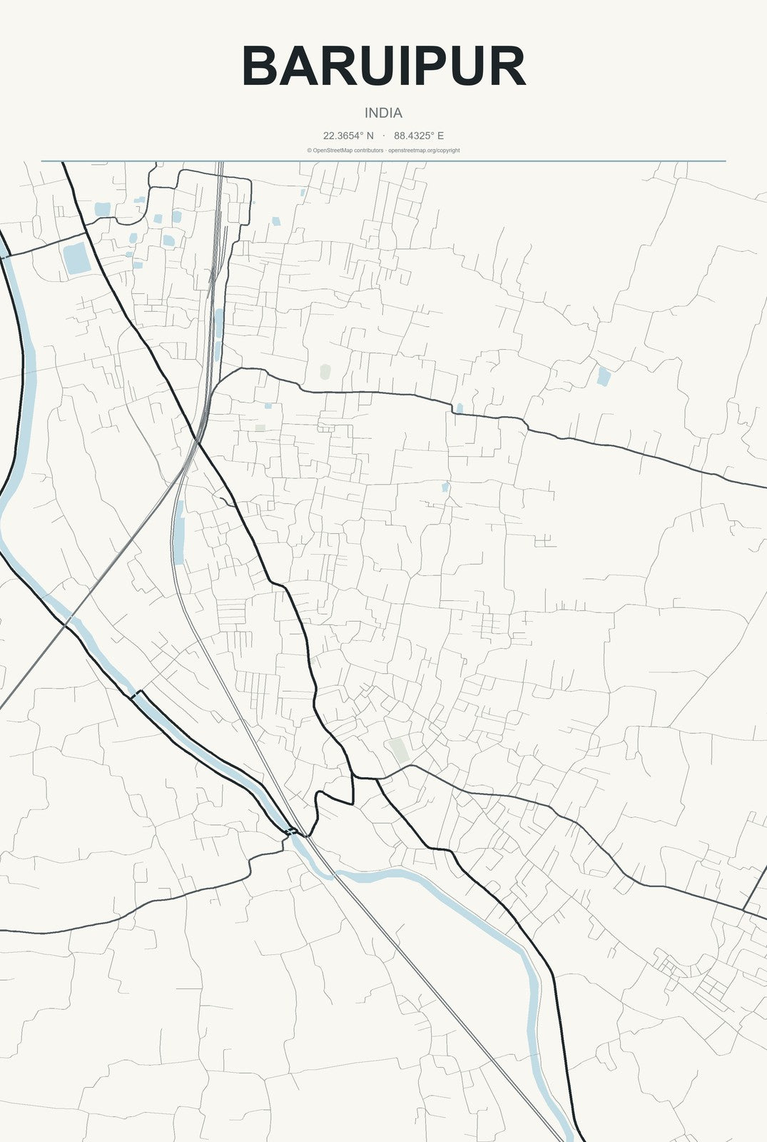 Baruipur, India City Map Aluminum Sign in Headline Atlas style