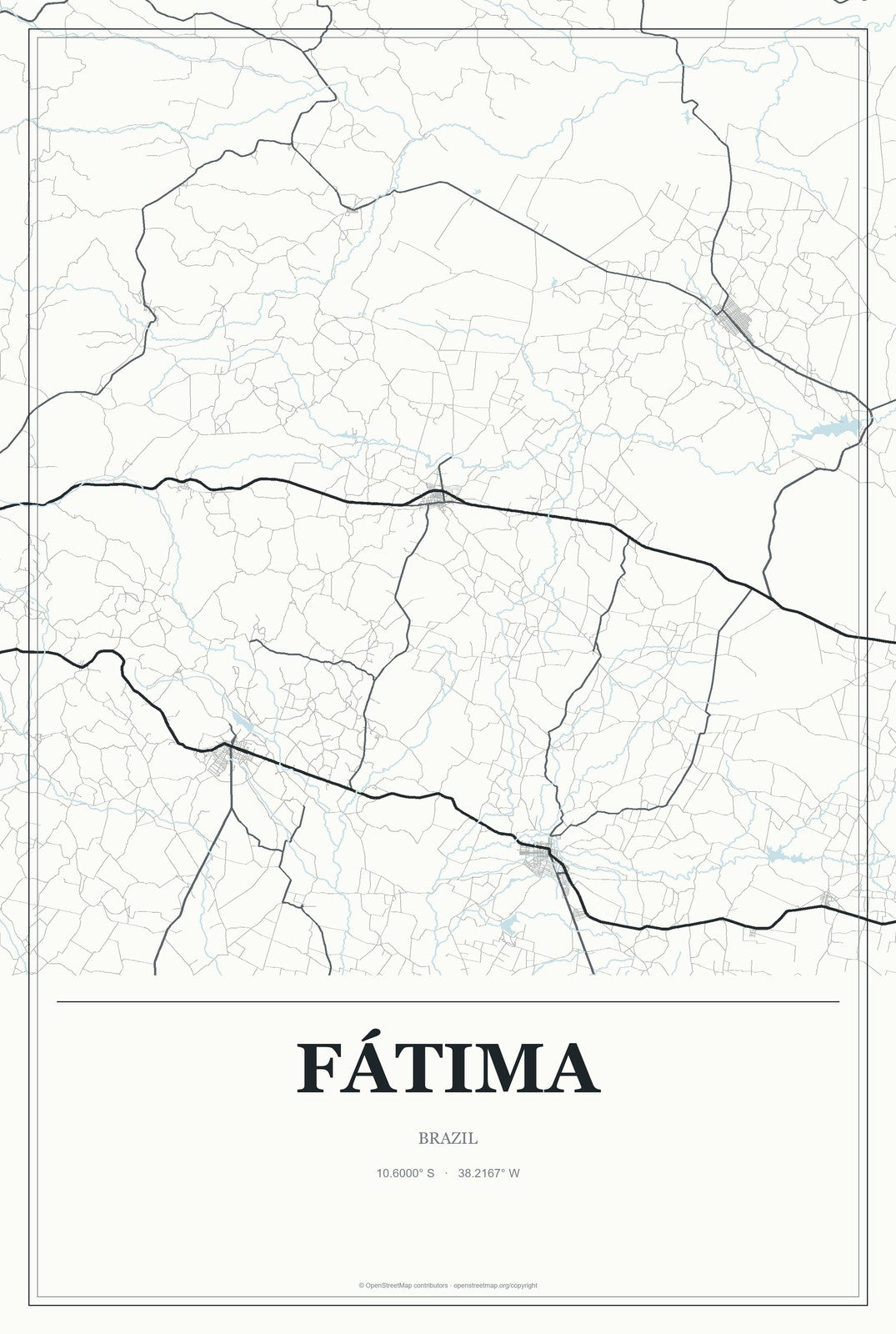 Fátima, Brazil City Map Aluminum Sign in Gallery Air style