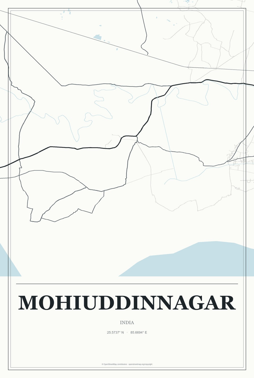 Mohiuddinnagar, India City Map Aluminum Sign in Gallery Air style