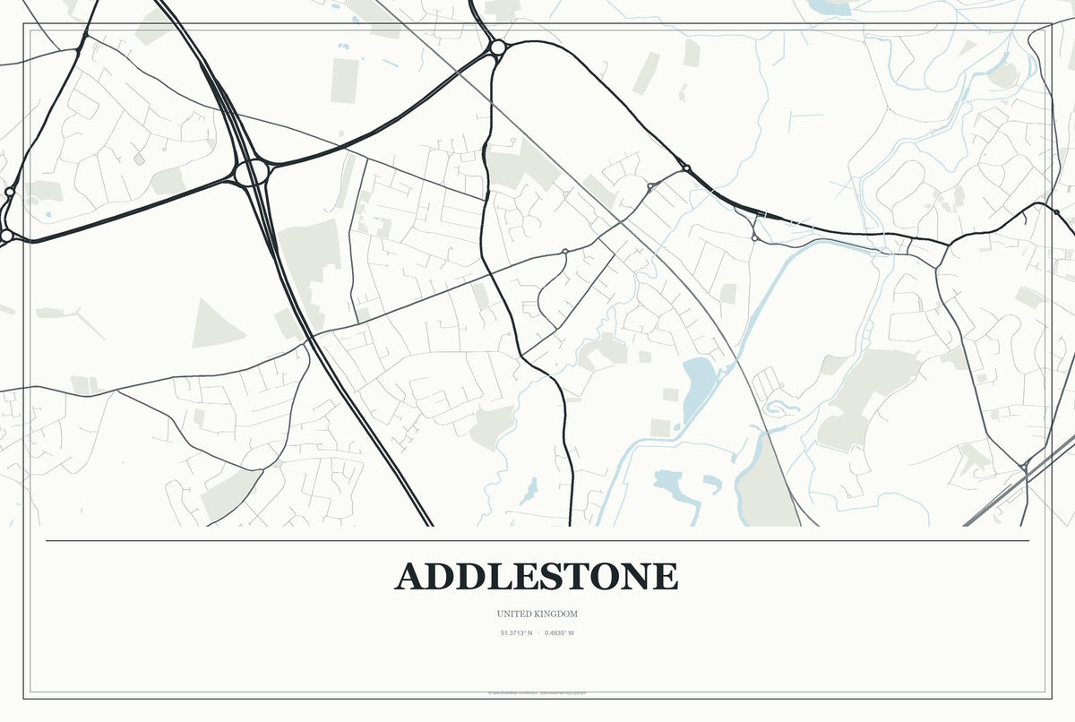 Addlestone, United Kingdom City Map Aluminum Sign in Gallery Air style
