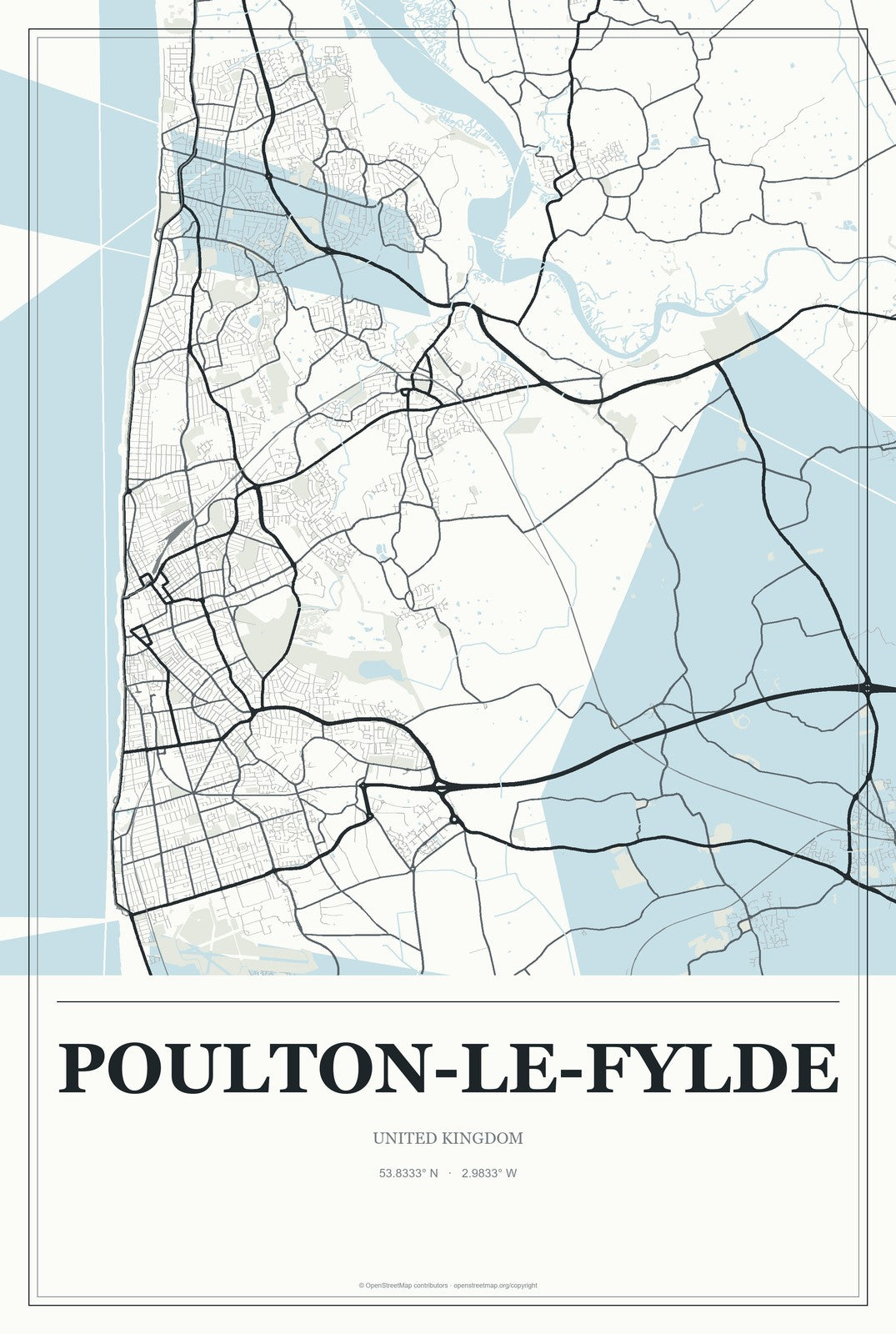 Poulton-le-Fylde, United Kingdom City Map Aluminum Sign in Gallery Air style