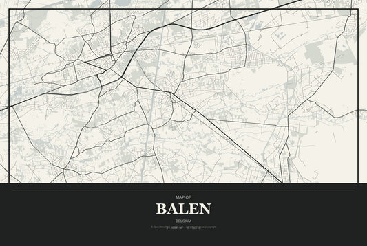 Balen, Belgium City Map Aluminum Sign in Museum Plaque style