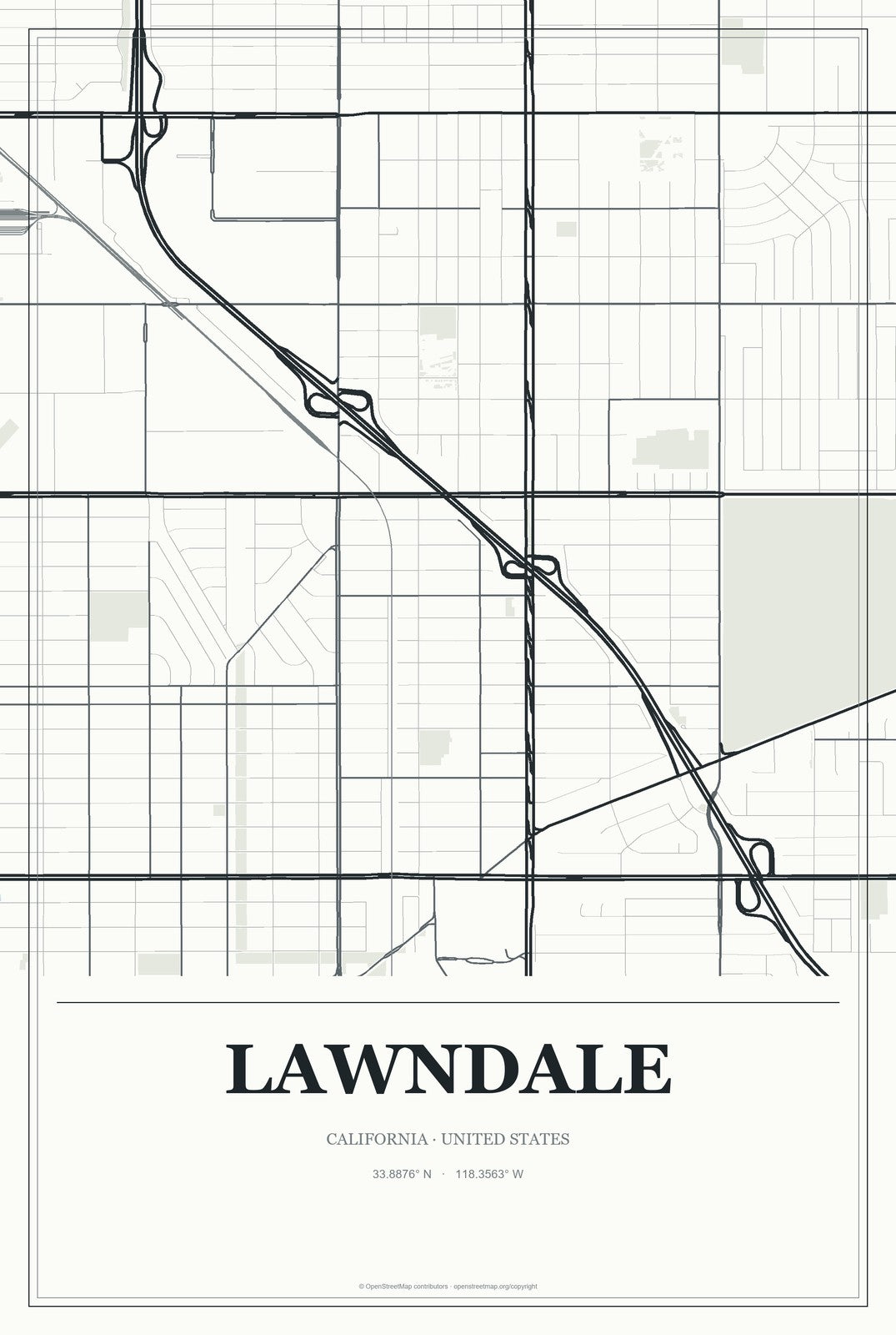 Lawndale, California City Map Aluminum Sign in Gallery Air style