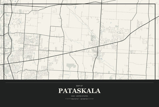 Pataskala, Ohio City Map Aluminum Sign in Museum Plaque style