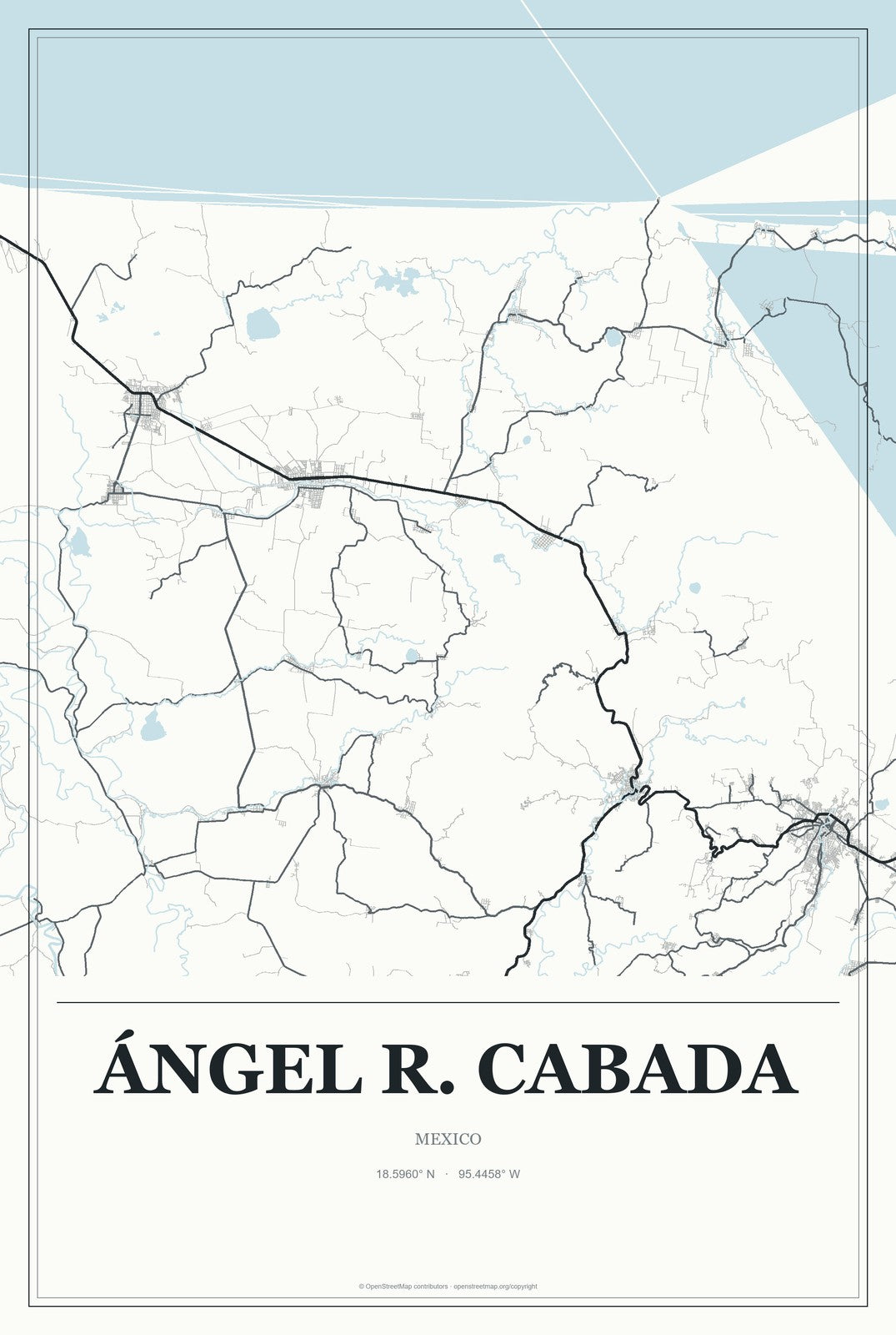 Ángel R. Cabada, Mexico City Map Aluminum Sign in Gallery Air style