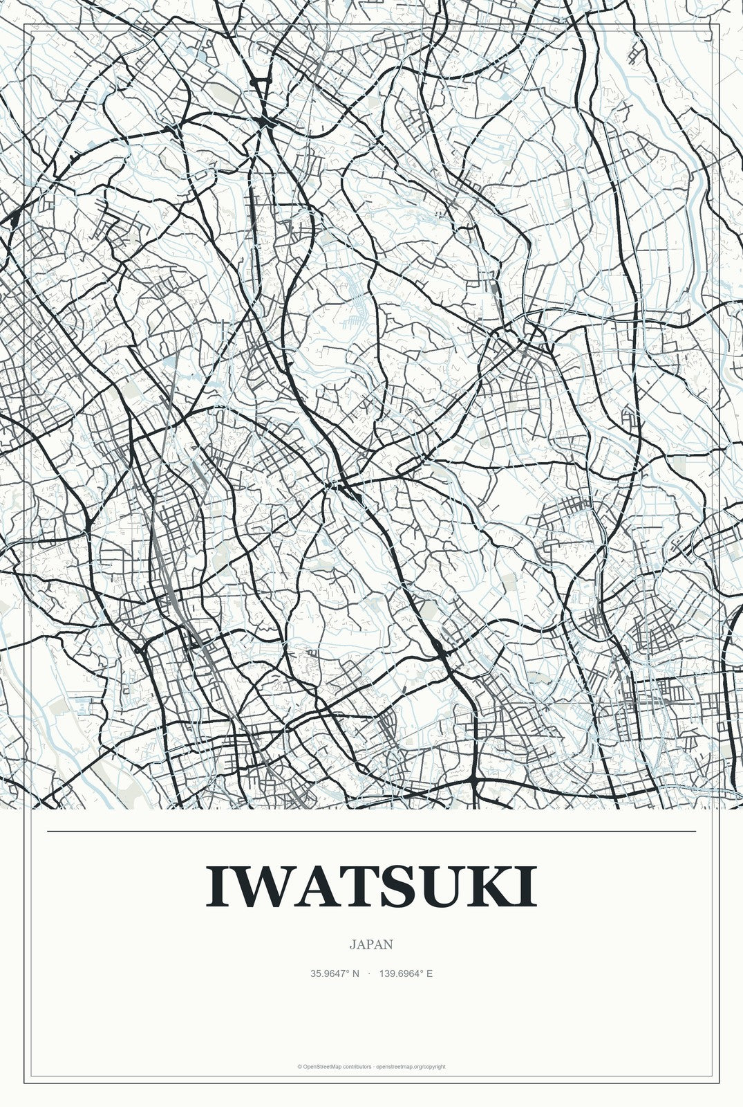 Iwatsuki, Japan City Map Aluminum Sign in Gallery Air style