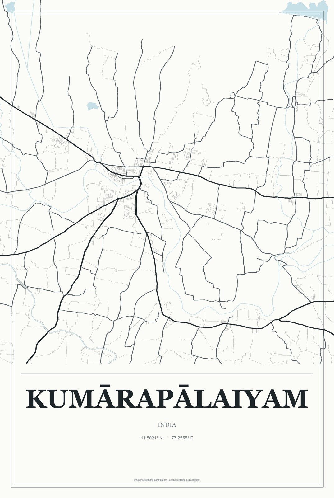 Kumārapālaiyam, India City Map Aluminum Sign in Gallery Air style