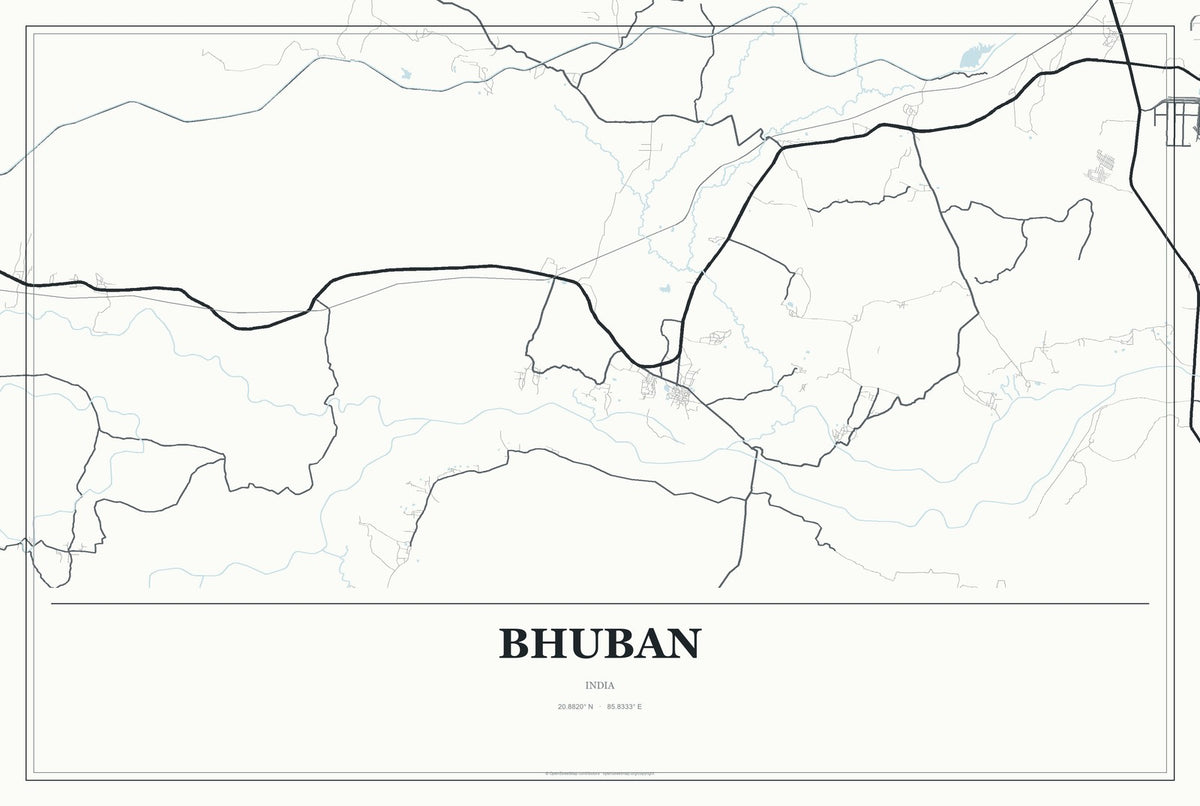 Bhuban, India City Map Aluminum Sign in Gallery Air style
