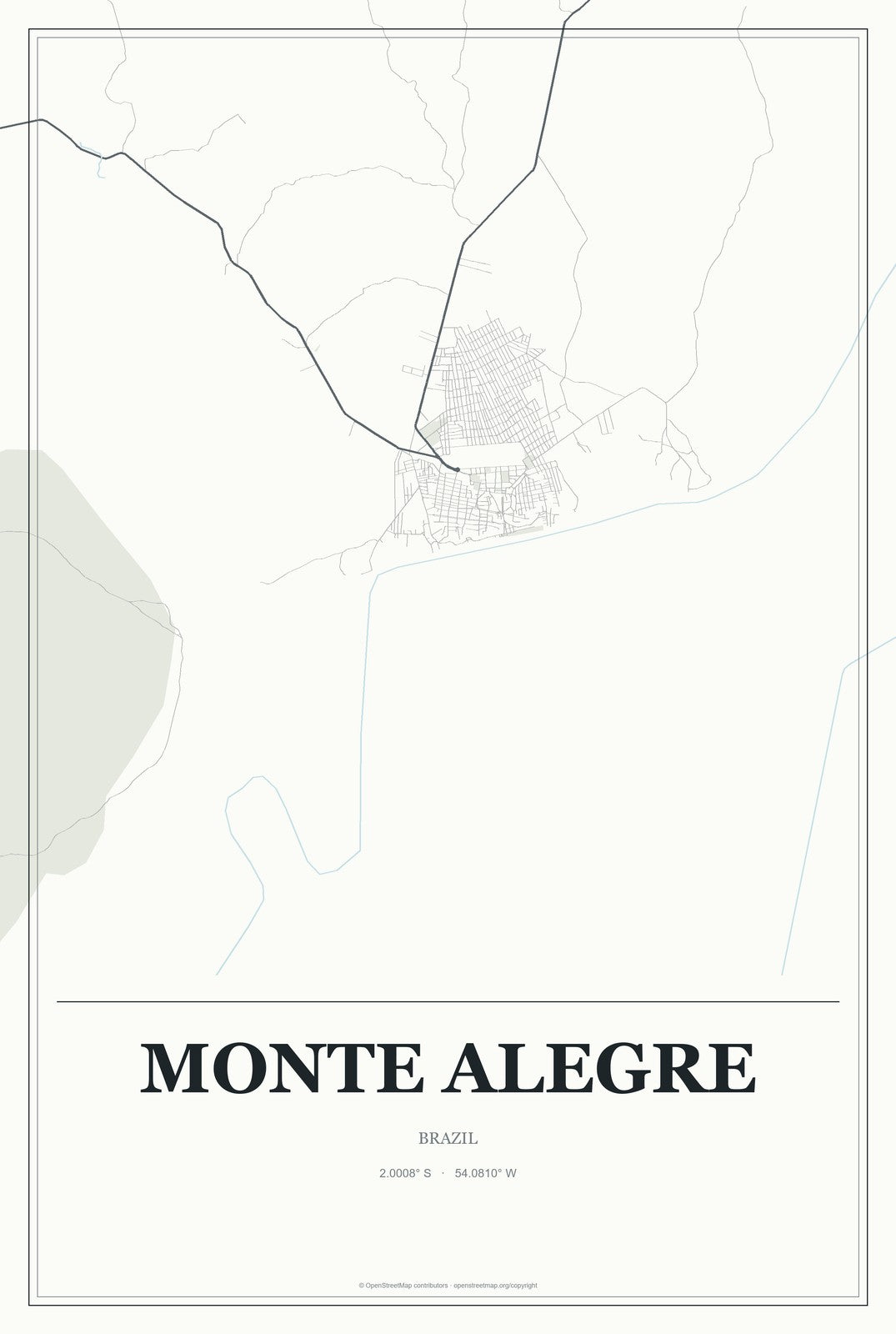 Monte Alegre, Rio Grande do Norte, Brazil City Map Aluminum Sign in Gallery Air style